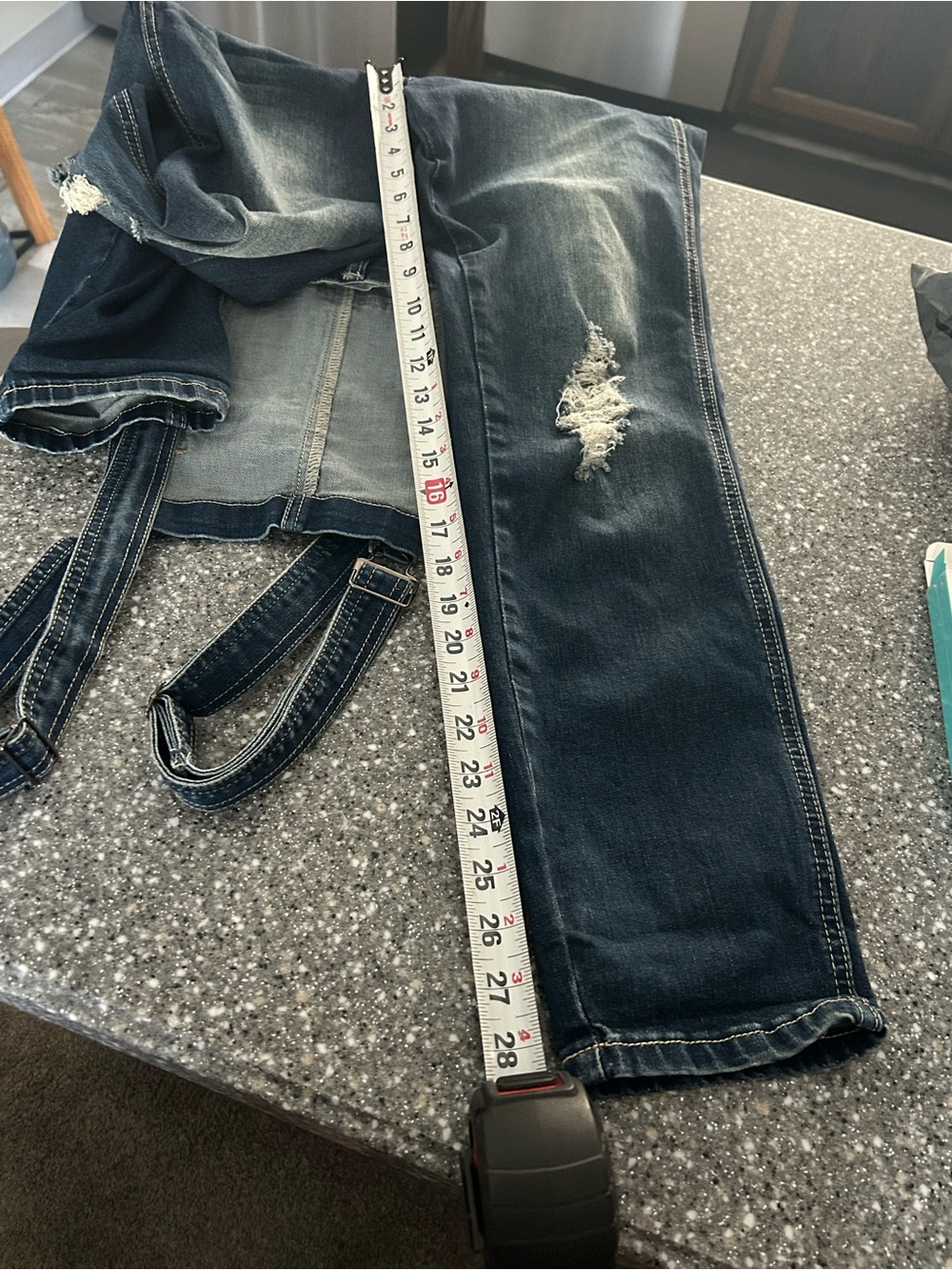 KanCan Dark Blue Distressed Denim Overalls for Women - Picture 7 of 7